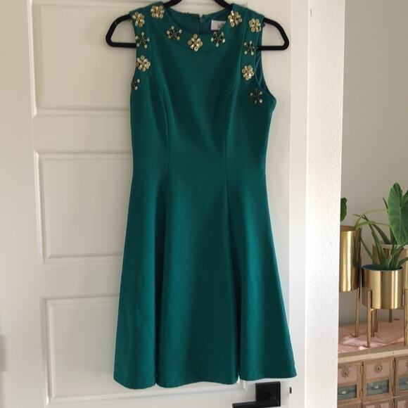 Belle Badgley Miscka Emerald Dress Sz 2 - Picture 1 of 11
